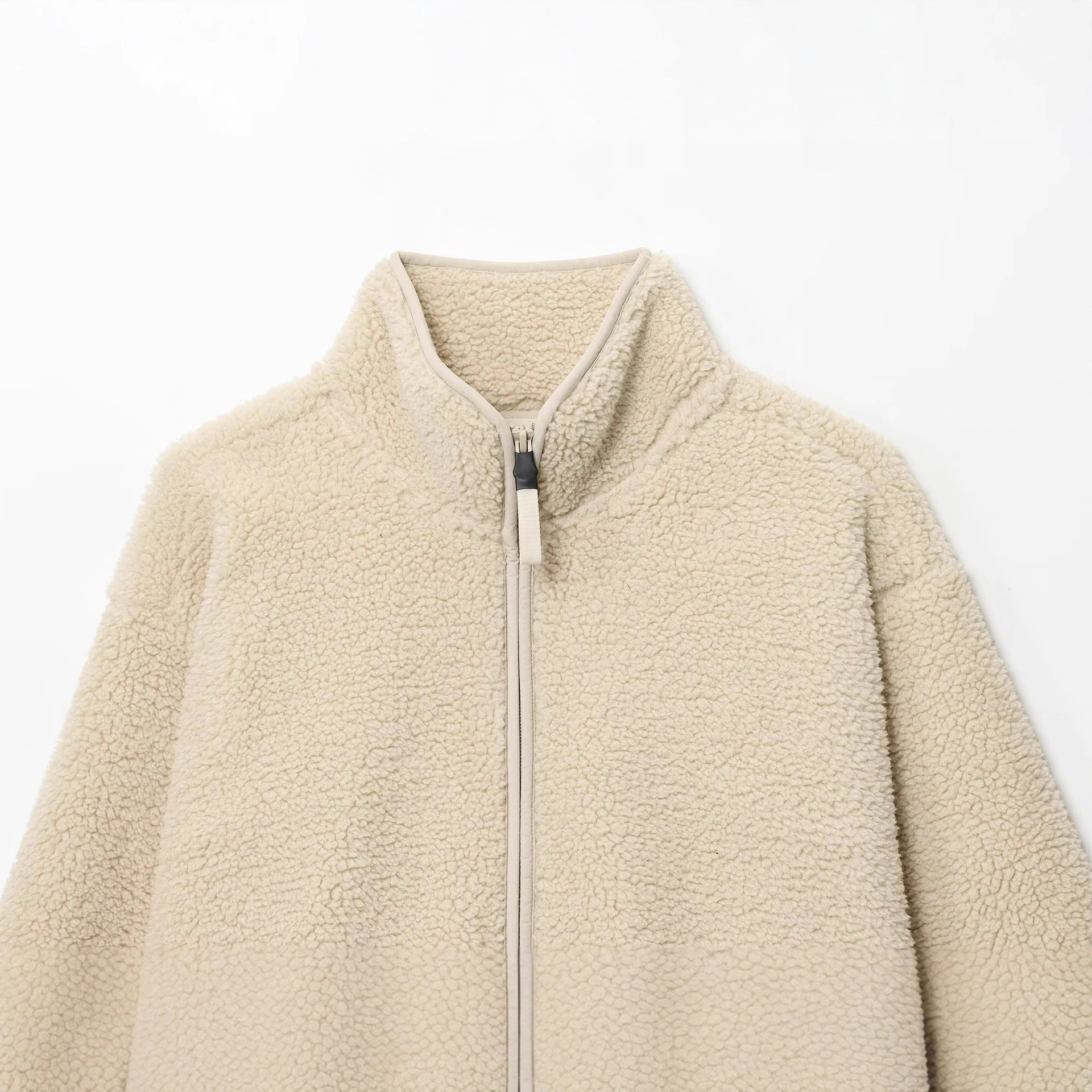 Women's Loose Solid Half-Zip Teddy Fleece Pullover