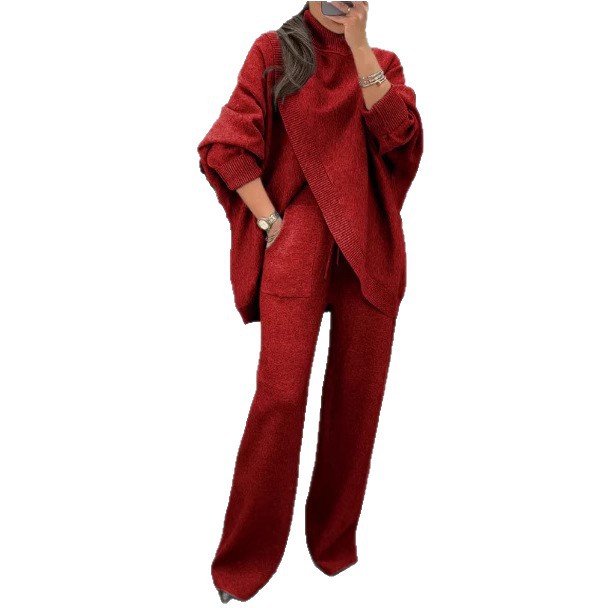 Women's Solid V-Neck Button-Front Slim Knit Two-Piece Set