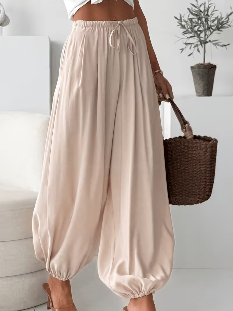 Women's Summer Elastic Waist Harem Pants Loose Fit Thin Long Pants