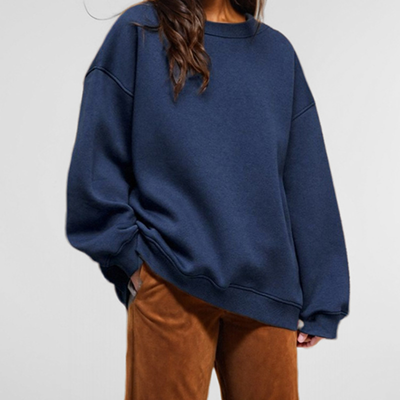 Women's Loose Crewneck Solid Pullover Sweatshirt