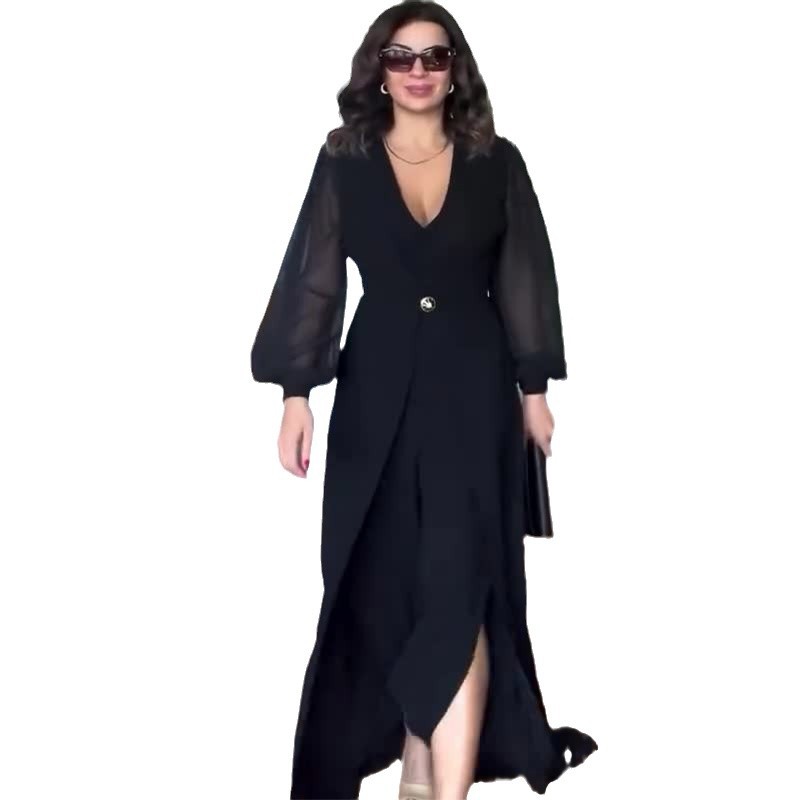 Women's Solid Color Long Sleeve Belted Jumpsuit