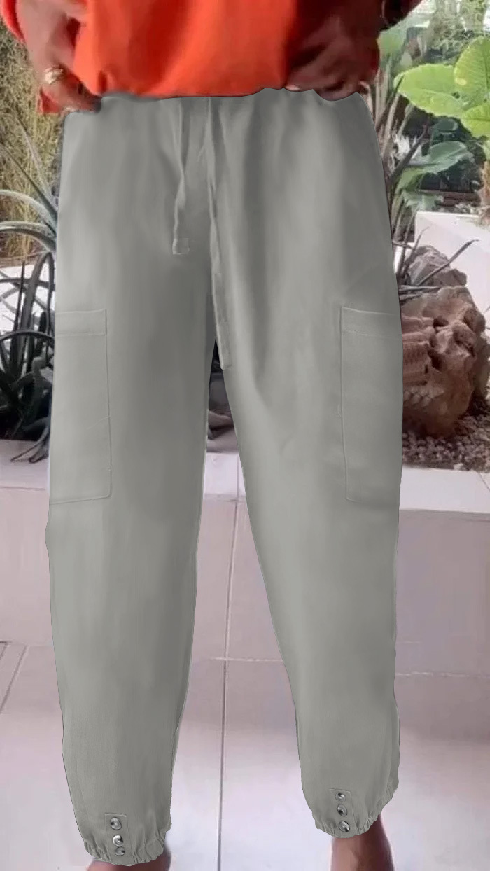 Women's High-Waist Wide-Leg Cropped Pants with Slight Stretch