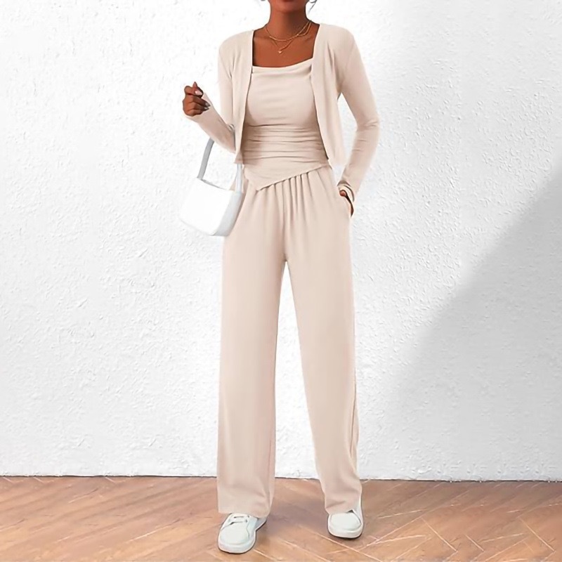 Women's 3-Piece Lounge Set: Zip Cardigan, Cami & Pants