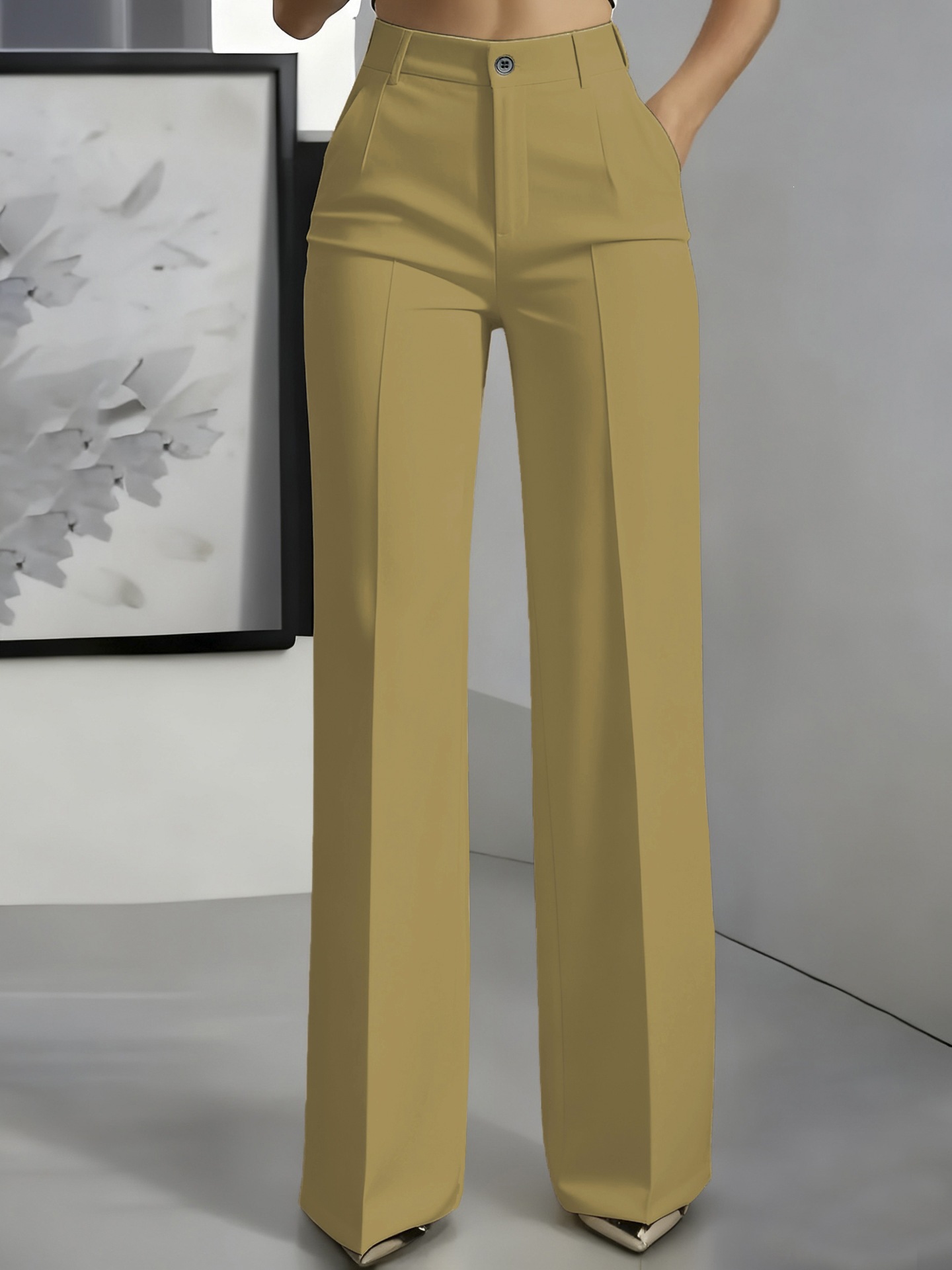 High-Waist Straight-Leg Wide-Leg Suit Pants for Women