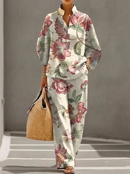 Women's Casual Solid Color Shirt Set