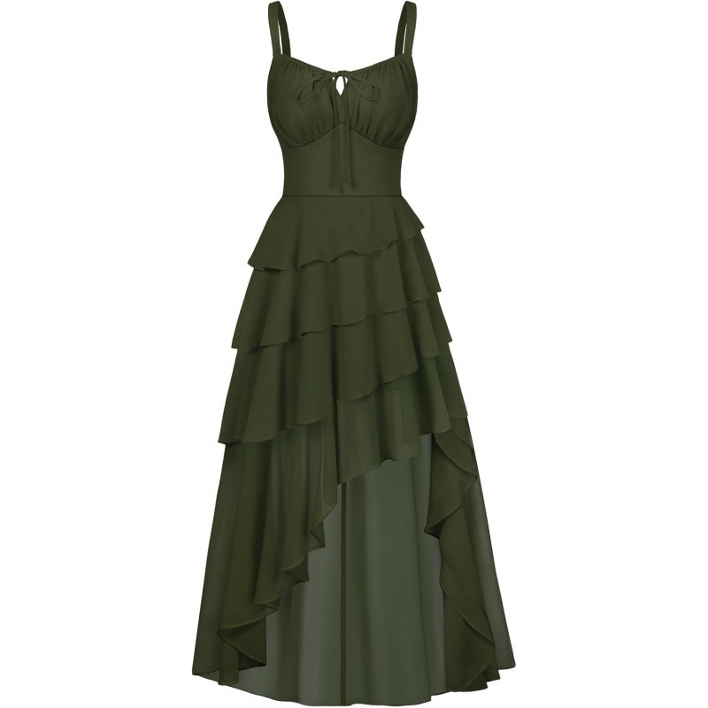 Ruffled Sleeveless Chiffon Dress Slimming Midi