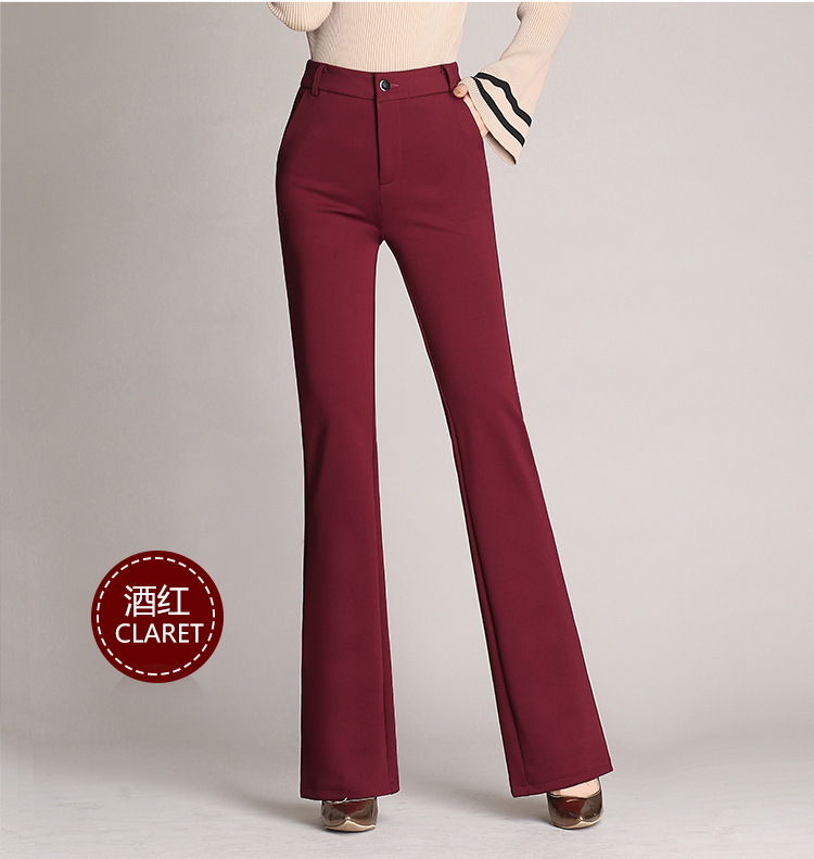 Women's High-Waist Stretch Micro Flare Dress Pants Straight-Leg Plus Size Tall