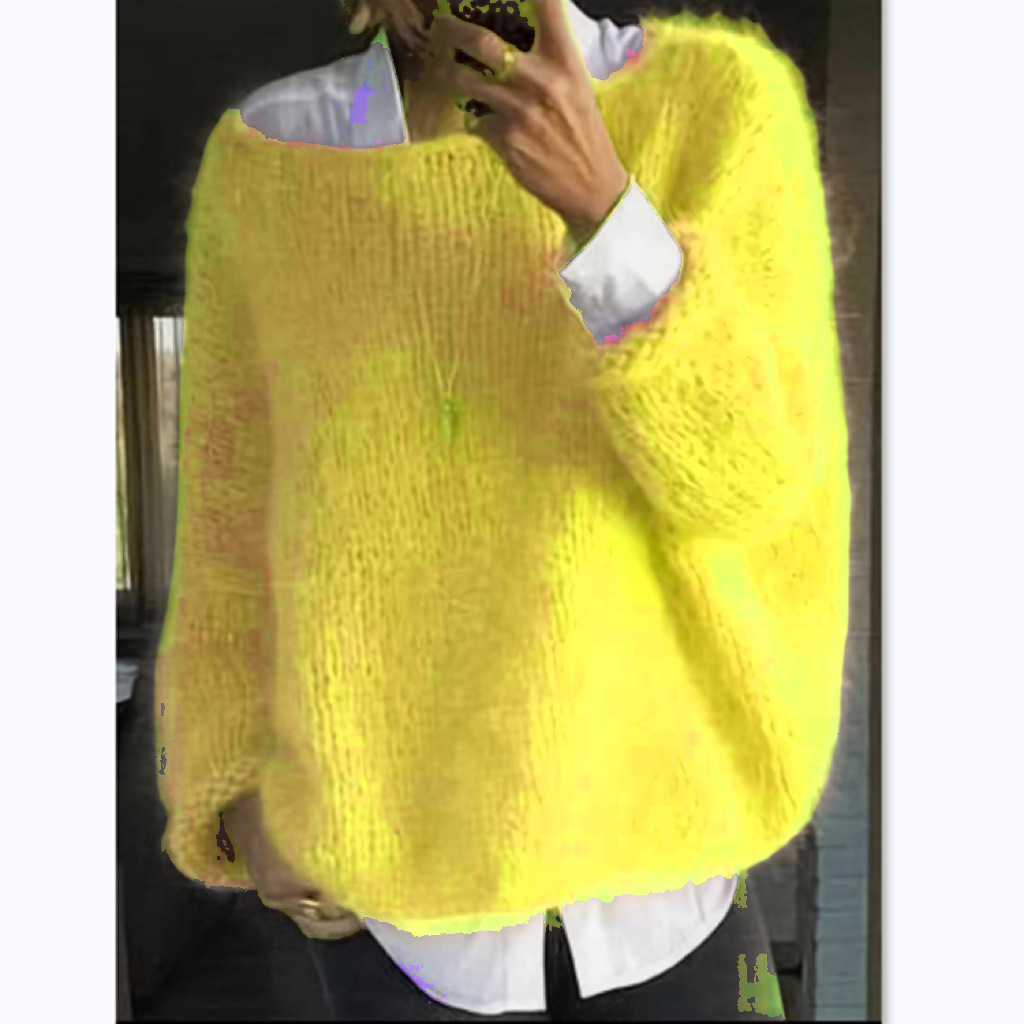 Women's Crewneck Pullover Sweater Long Sleeve Solid Color Knit Top