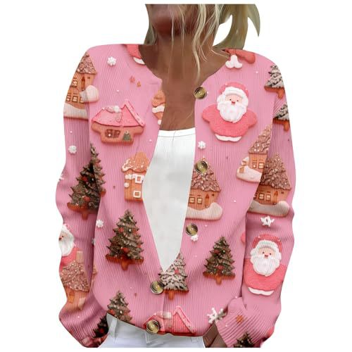 Women's Winter Cloud & Tree Print Button Cardigan Sweater