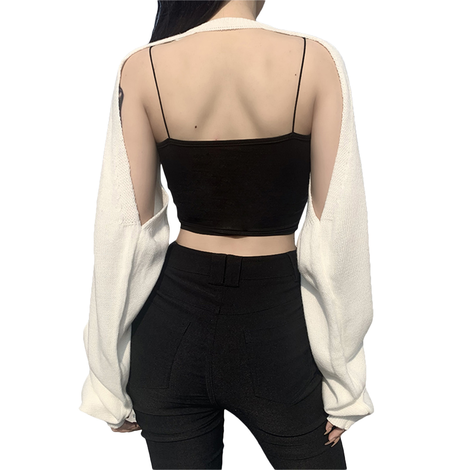 Women's Long Sleeve Chain Cutout Knit Cover-Up