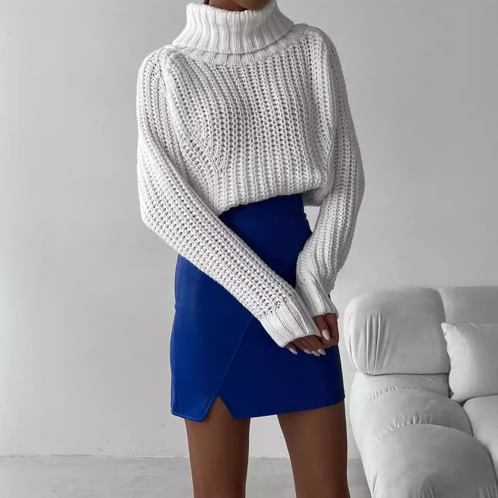 Women's Oversized Turtleneck Pullover Sweater Long Sleeve Solid Knit