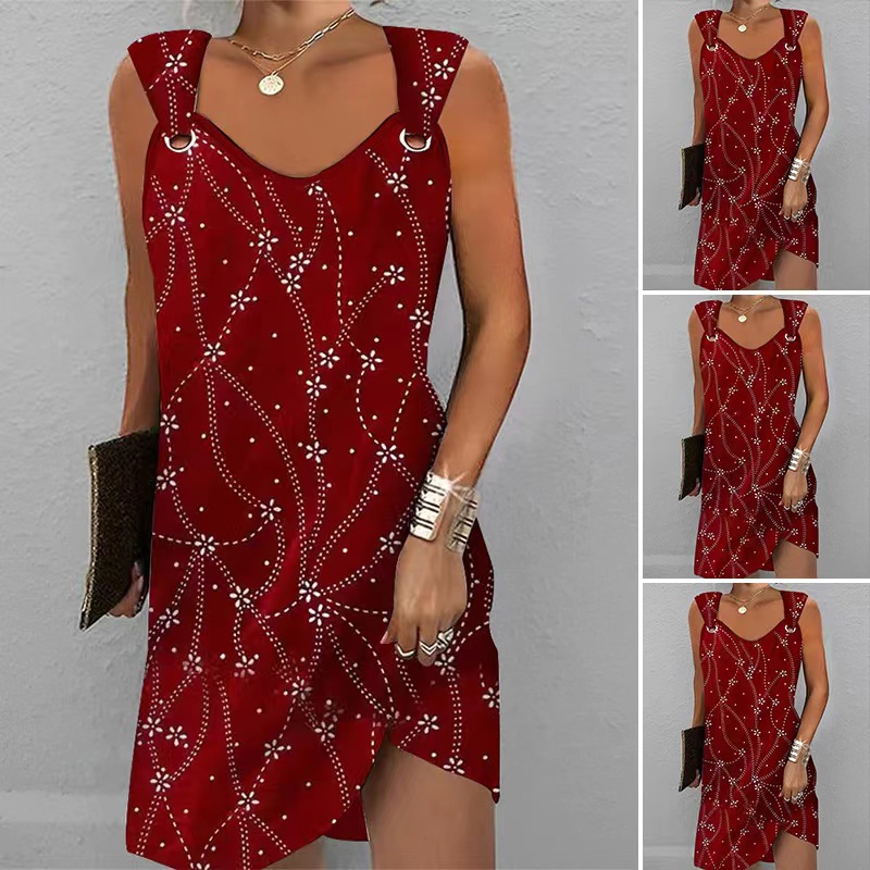Elegant Floral Print Sleeveless V-Neck Midi Dress