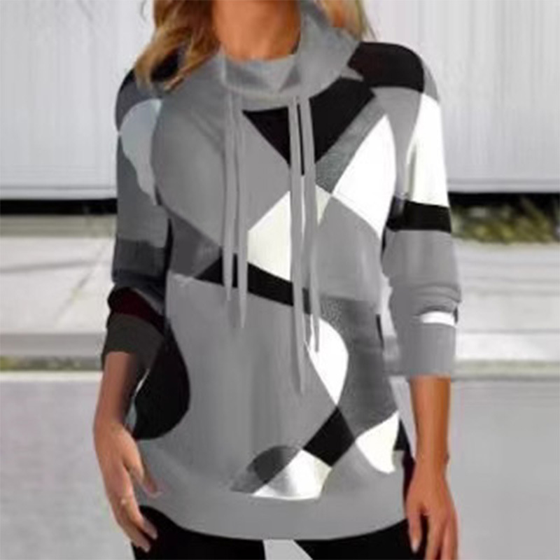 Printed High-Neck Pullover Sweatshirt