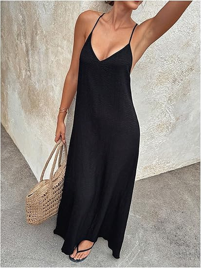 Women's Sleeveless Backless Cutout Cami Long Dress