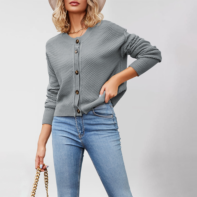 Women's Knit Cardigan Single-Breasted Button-Up Commuter Sweater Coat