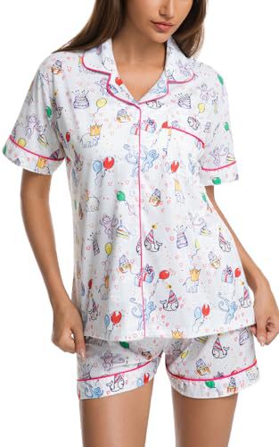 Women's Cuban Collar Polka Dot Print Short Sleeve Top Set
