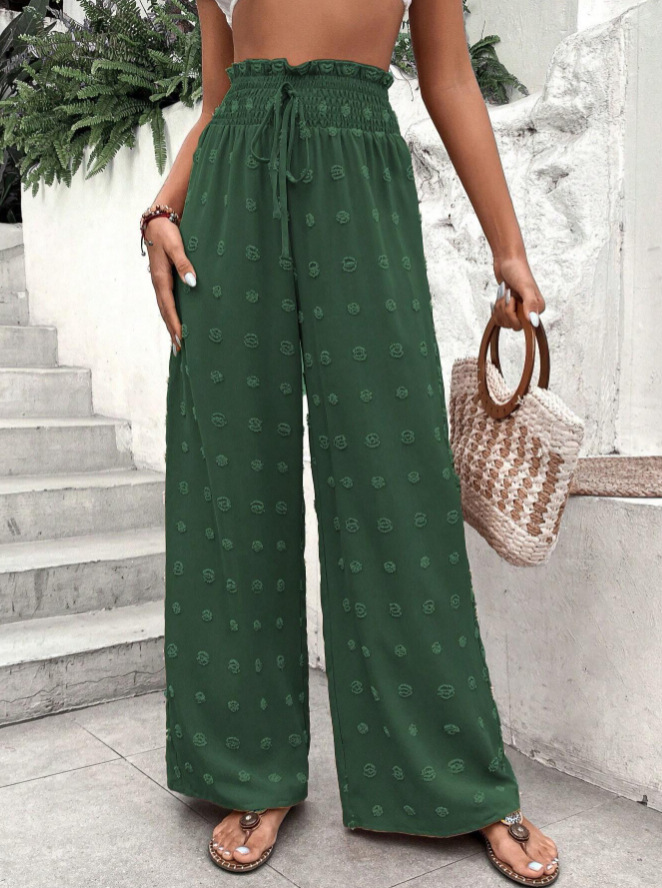 High-Waisted Jacquard Wide-Leg Pants for Women