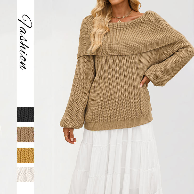 Women's Off-Shoulder Knit Sweater Loose Pullover