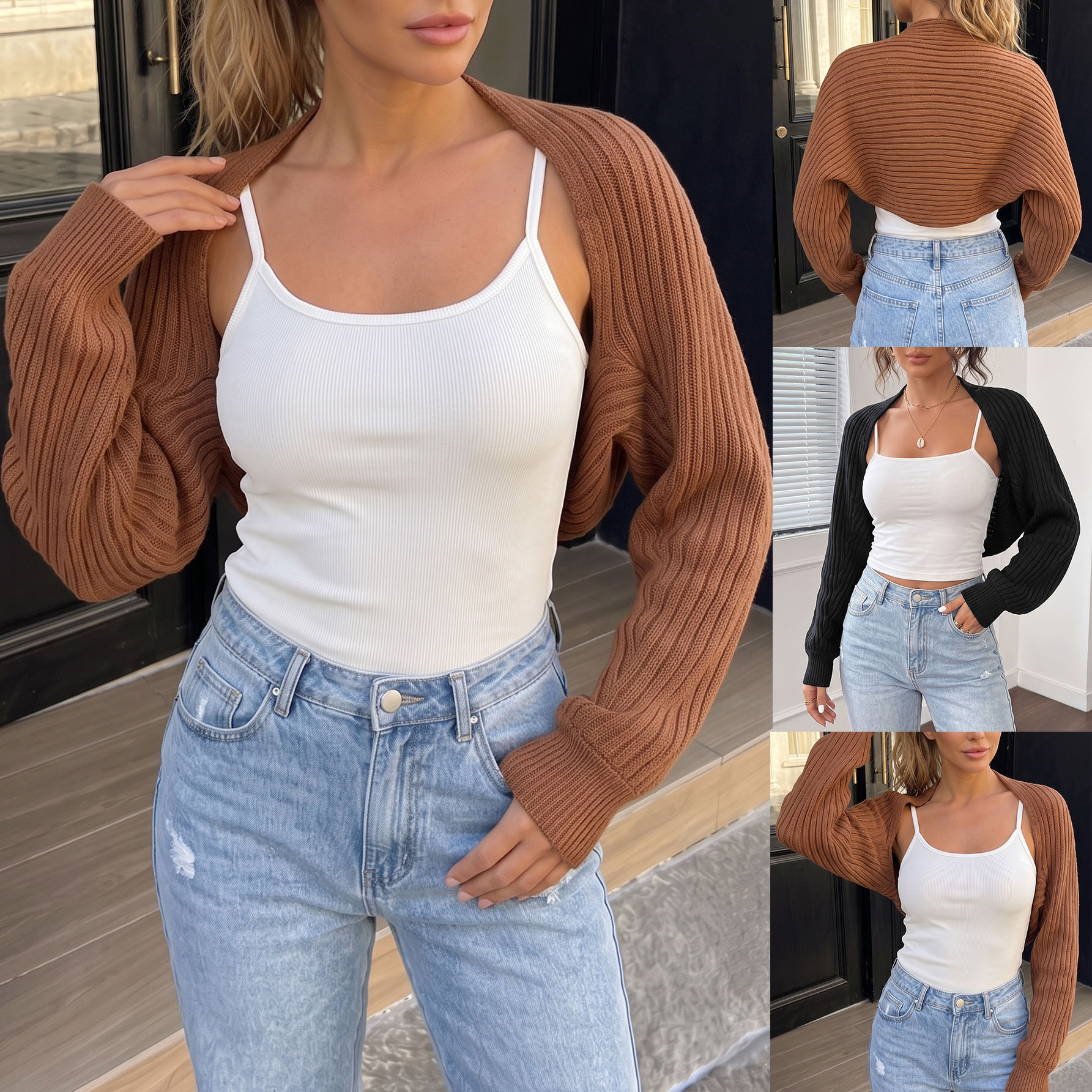 Women's Asymmetric Knit Shrug Sweater