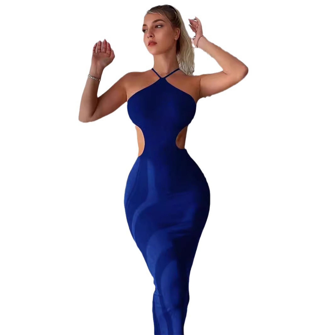 Women's Sexy Open Back Halter Bodycon Dress