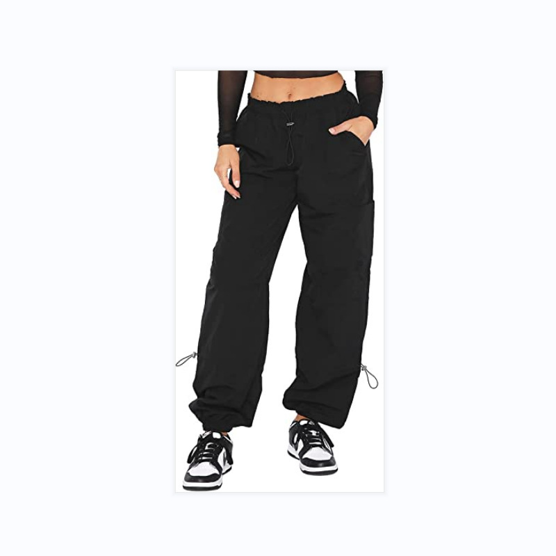 Women's Loose Drawstring Straight-Leg Cargo Pants with Pockets