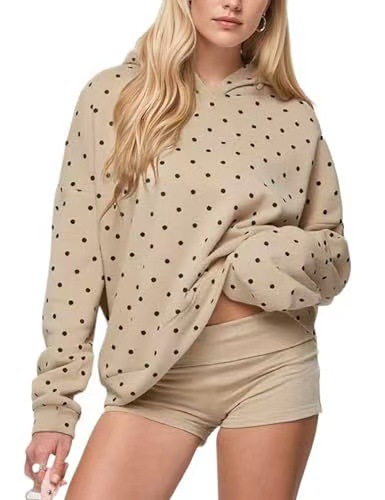 Women's Polka Dot Print Casual Hoodie