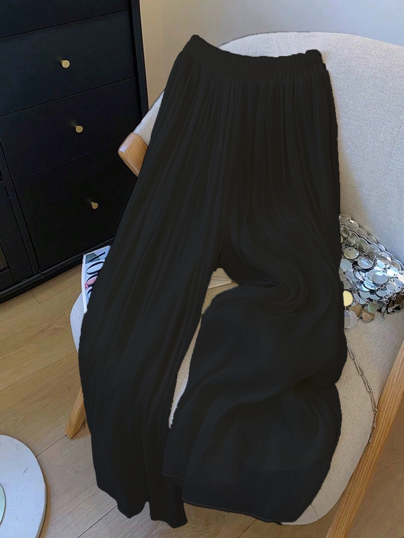 Women's Sheer Mesh Wide-Leg High-Waist Pants