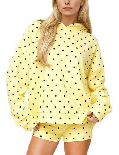 Women's Polka Dot Print Casual Hoodie