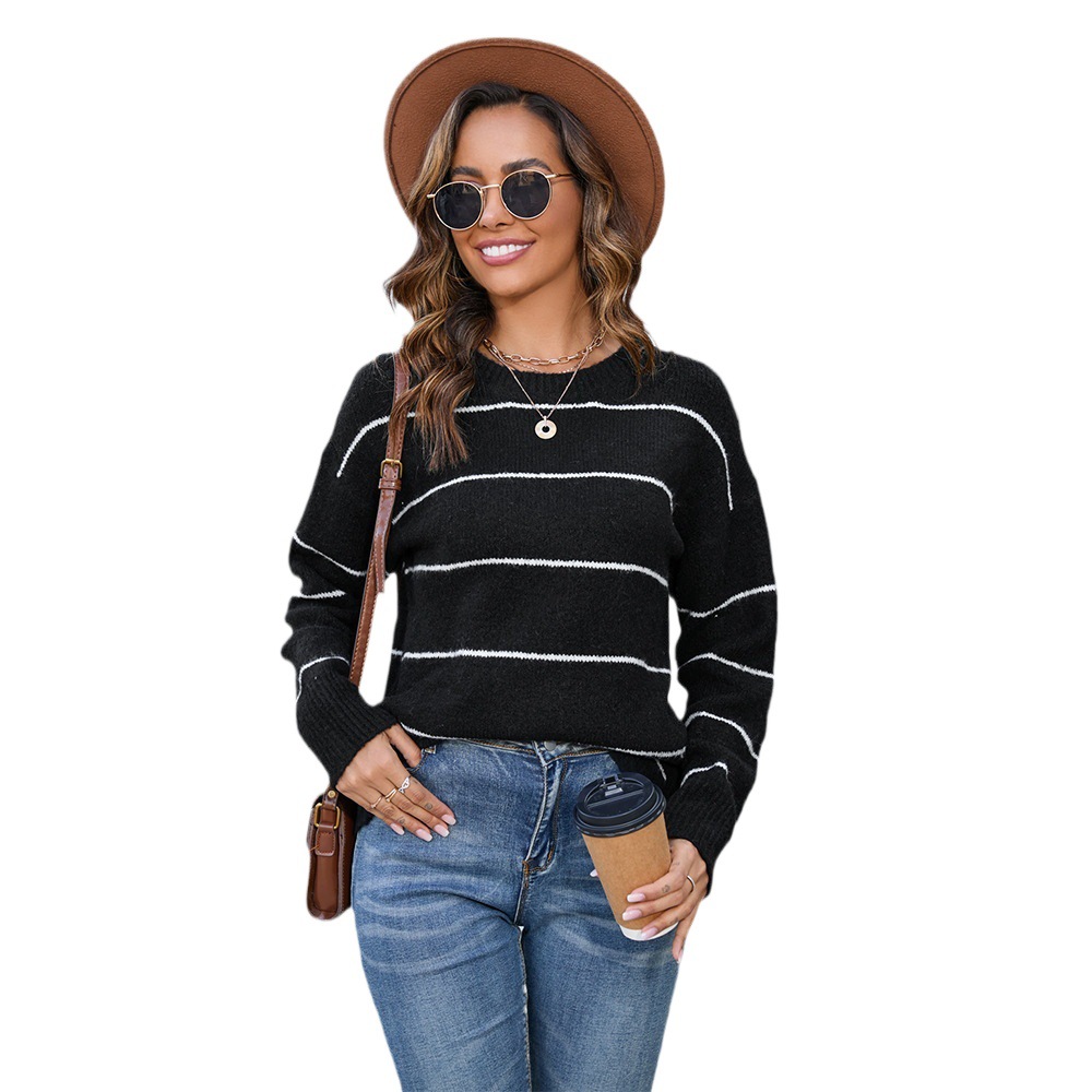 Striped Crewneck Pullover Sweater