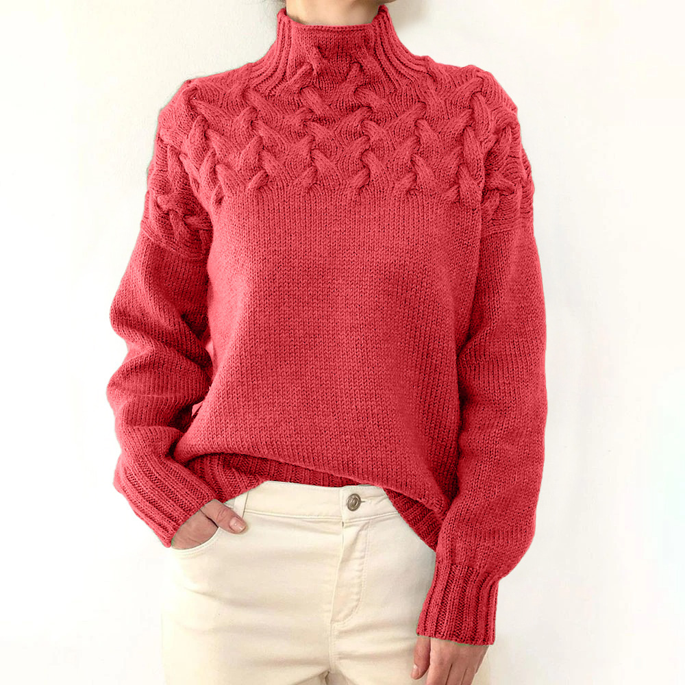 Women's Turtleneck Long Sleeve Sweater Pullover Solid Color
