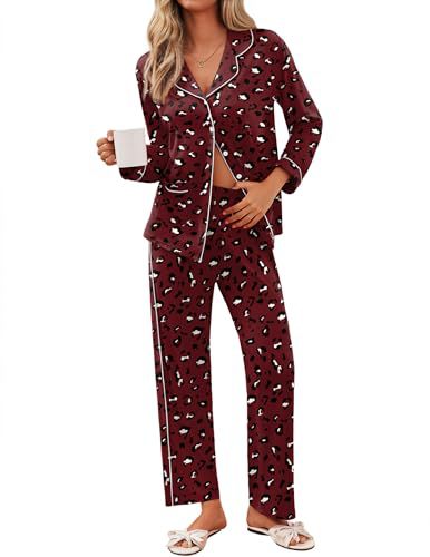 Women's Cuban Collar Plaid Skull Print Long Sleeve Top Set