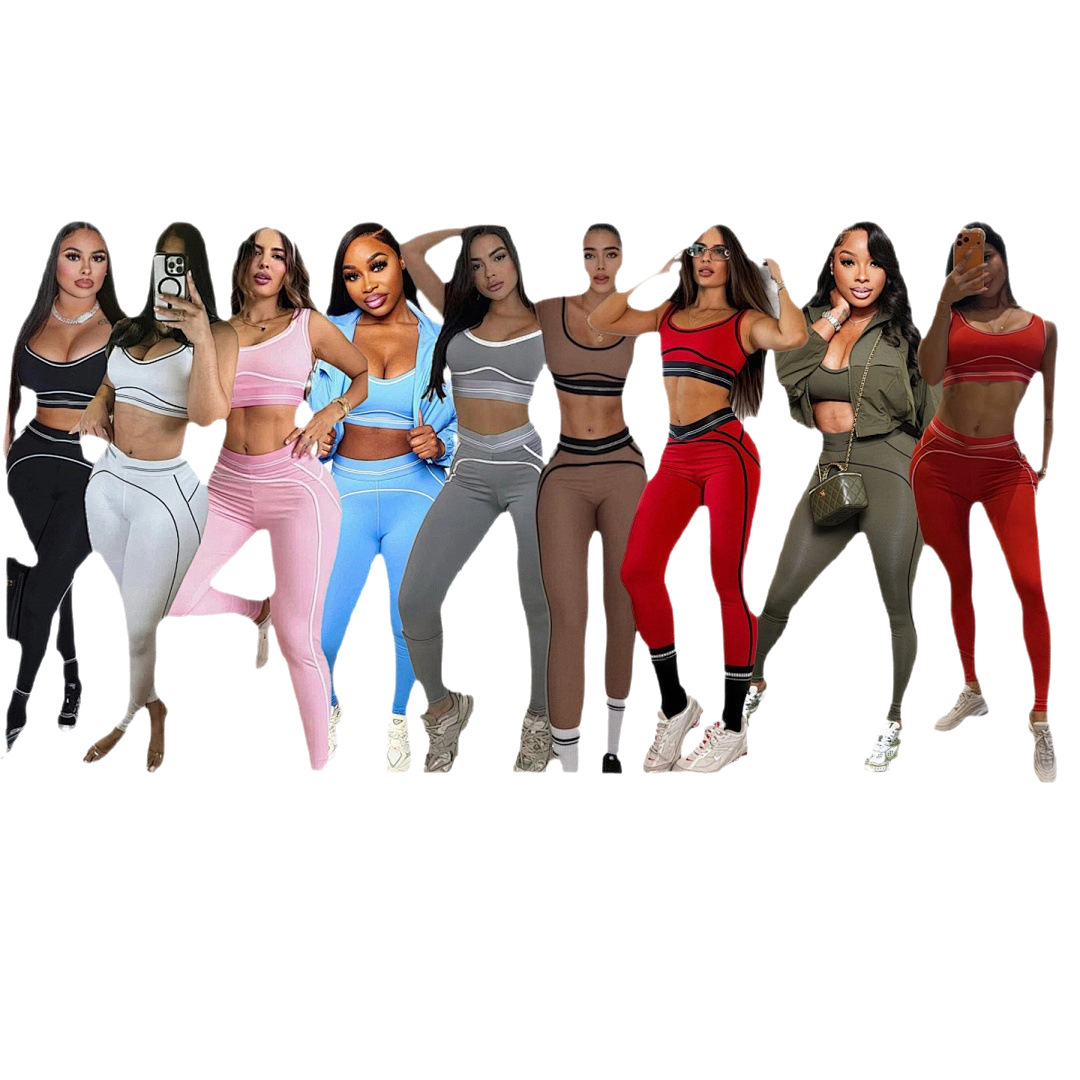 Women's High-Waist Tummy Control Seamless Workout Tank & Leggings Set