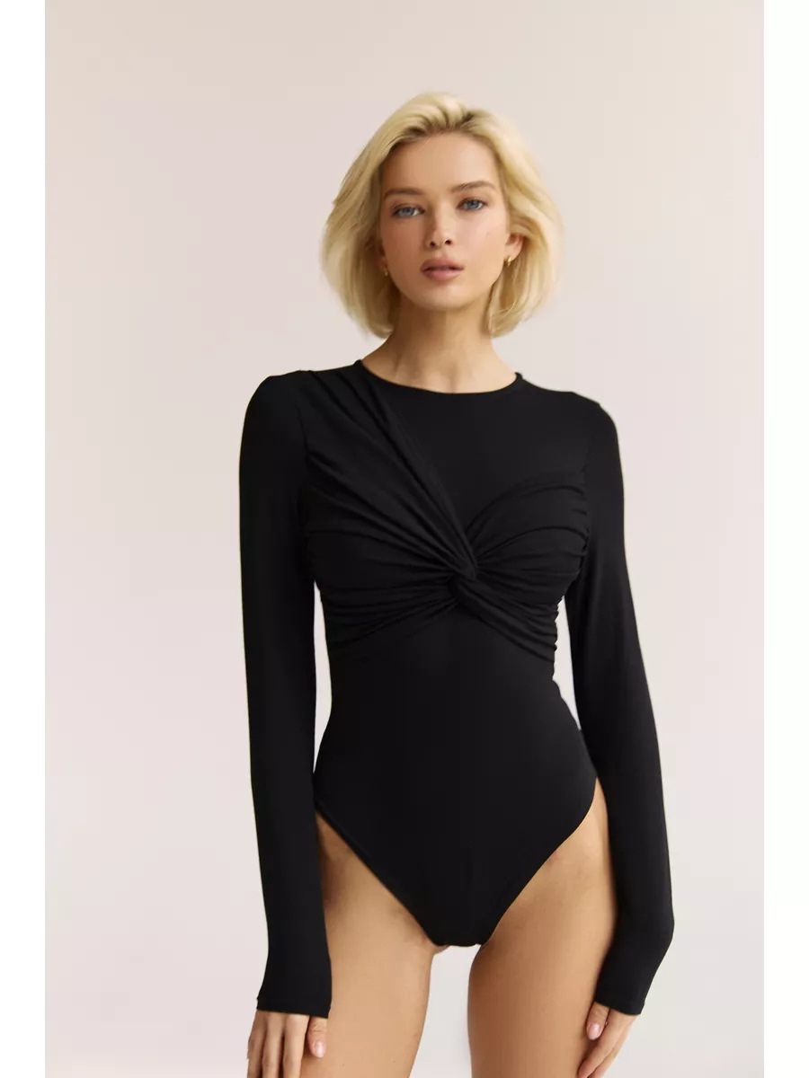 Long-Sleeve Slim-Fit Cotton Bodysuit Jumpsuit