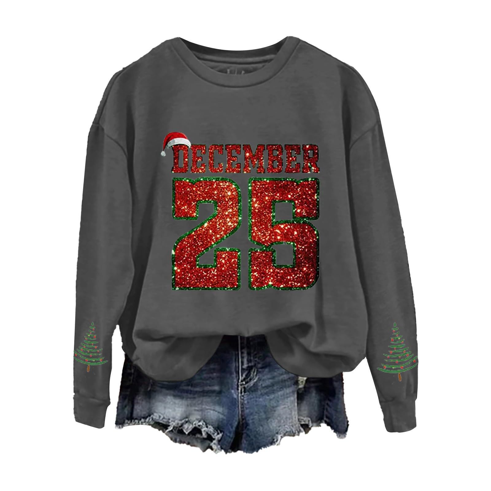 Women's Christmas December Print Crewneck Sweatshirt