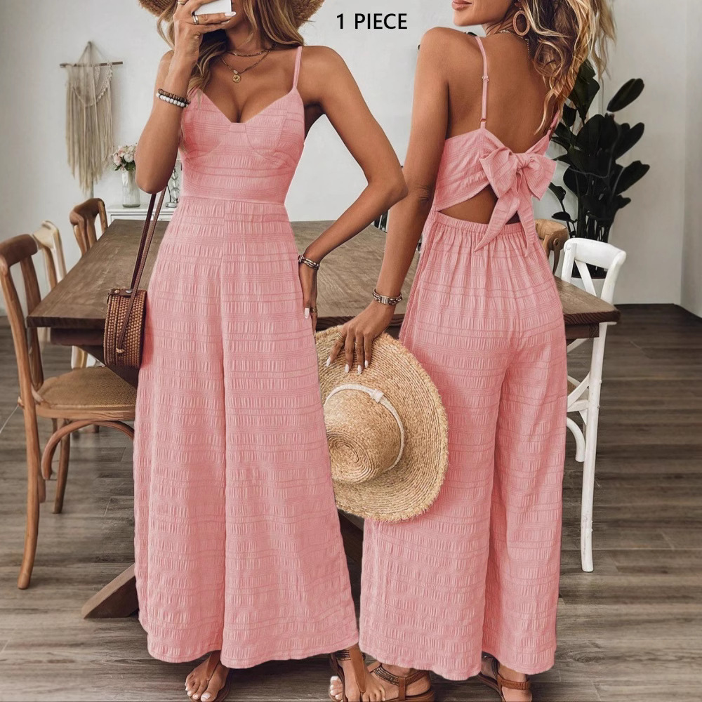 Women's Sleeveless Wide-Leg Jumpsuit with Spaghetti Straps
