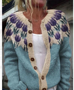 Women's Floral Print Button Cardigan Sweater
