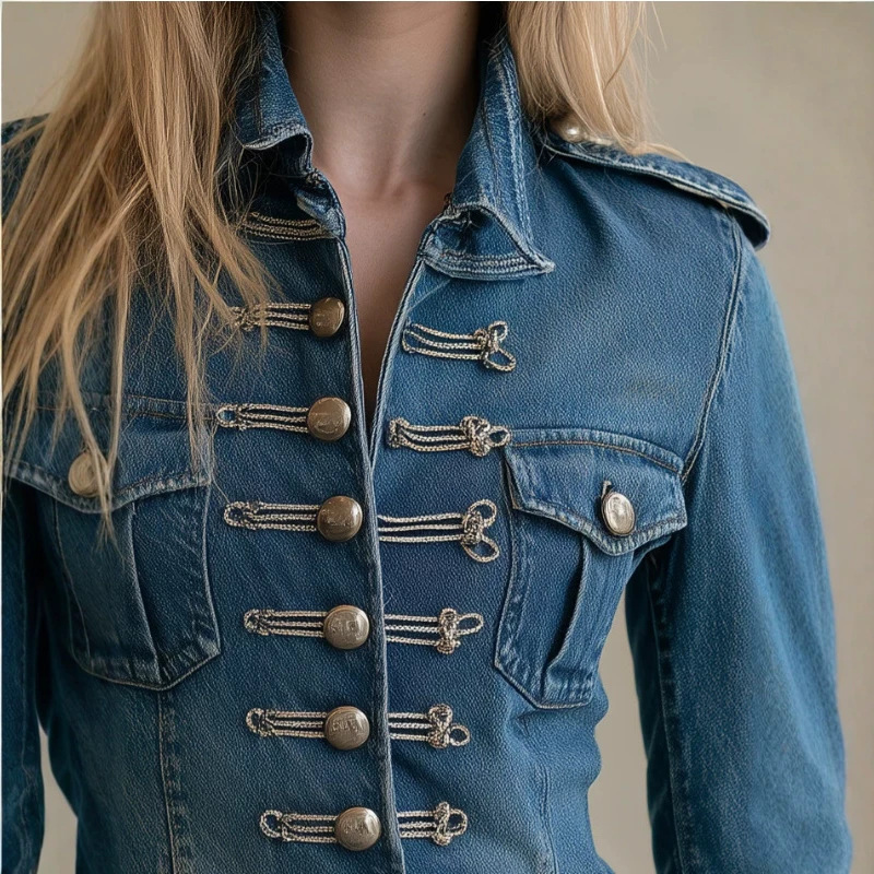 Ruffled Hem Denim Jacket