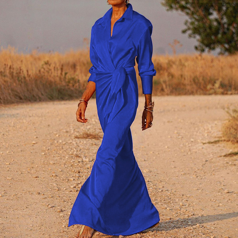 High-Waist Split Long-Sleeve Lapel Jumpsuit