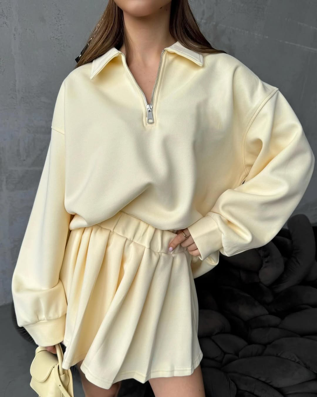 Women's Long-Sleeve Cardigan Hoodie & Mini Skirt Two-Piece Set