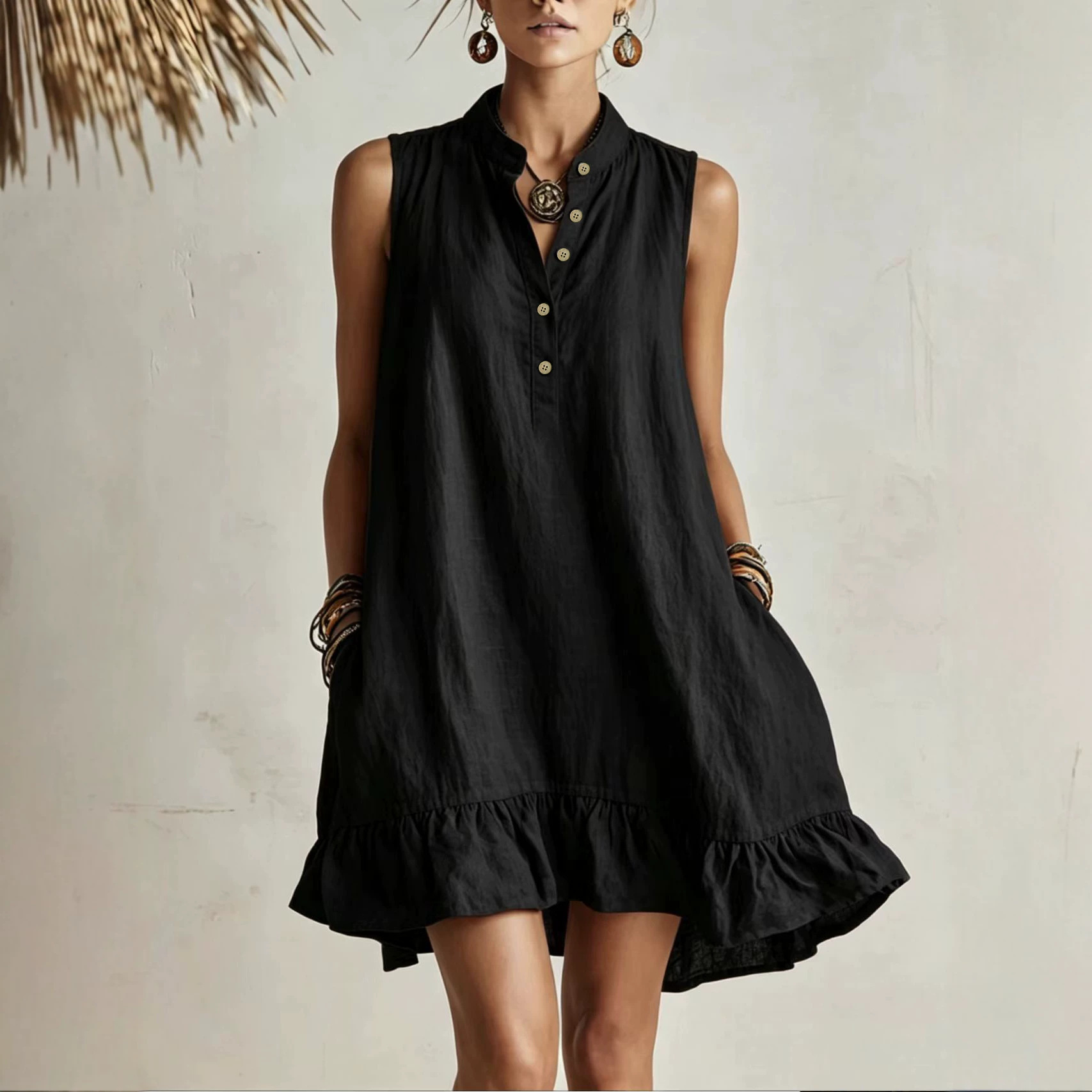 Women's Loose Casual Summer Dress Sleeveless A-Line Midi