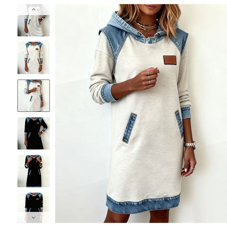 Women's Color-Block Patchwork Long-Sleeve Bodycon Dress