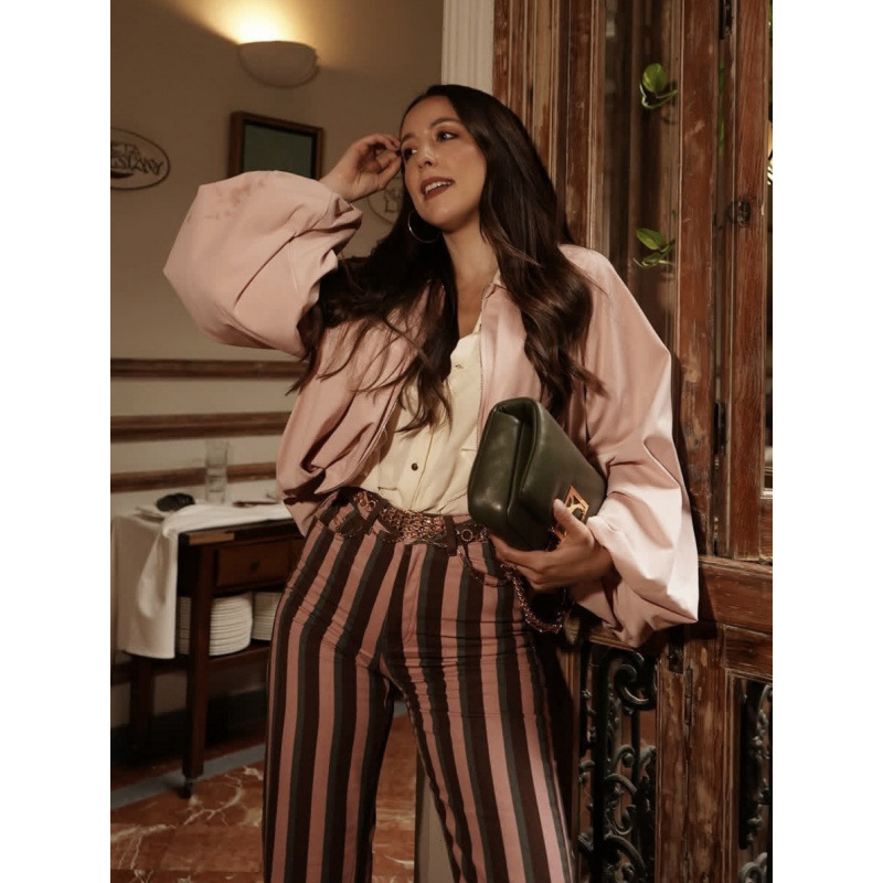 Women's Collared Balloon Sleeve Bomber Jacket