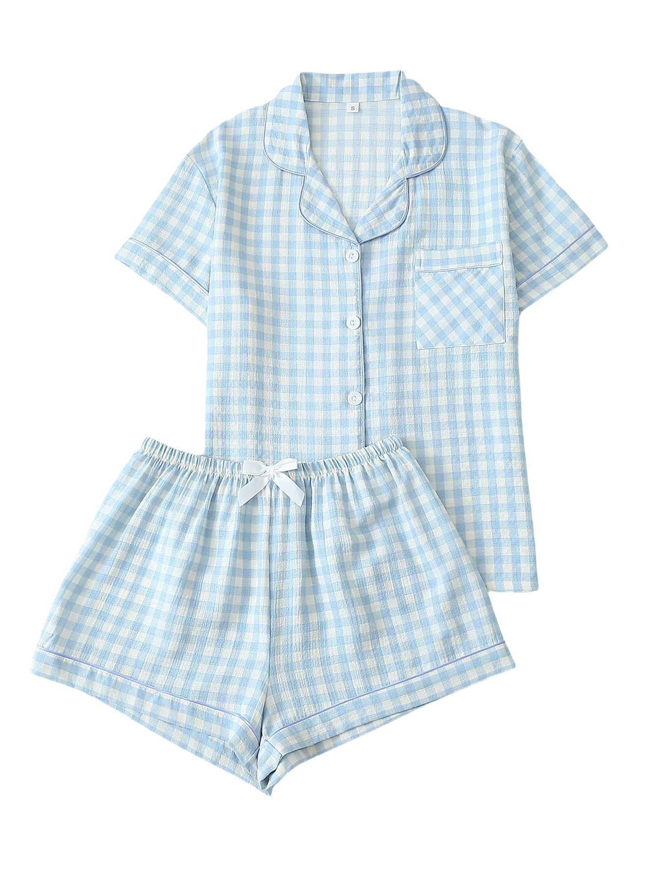 Women's Summer Hawaiian Print Short Sleeve Shirt Set