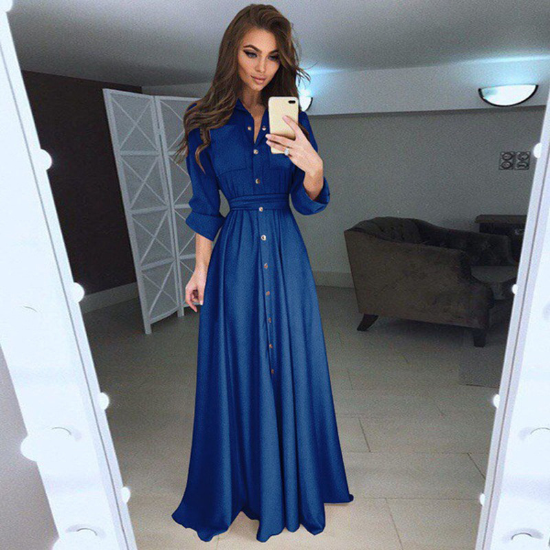 Chiffon V-Neck Flared Maxi Dress