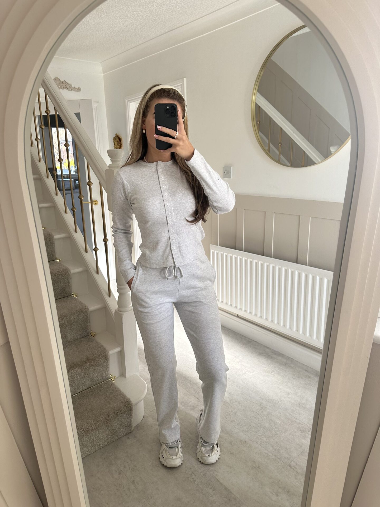 Women's Two-Piece Set: Long-Sleeve Button Cardigan & Tie-Waist Pants