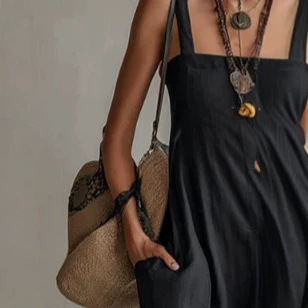 Elegant Black Square-Neck Sleeveless Maxi Dress with Slit