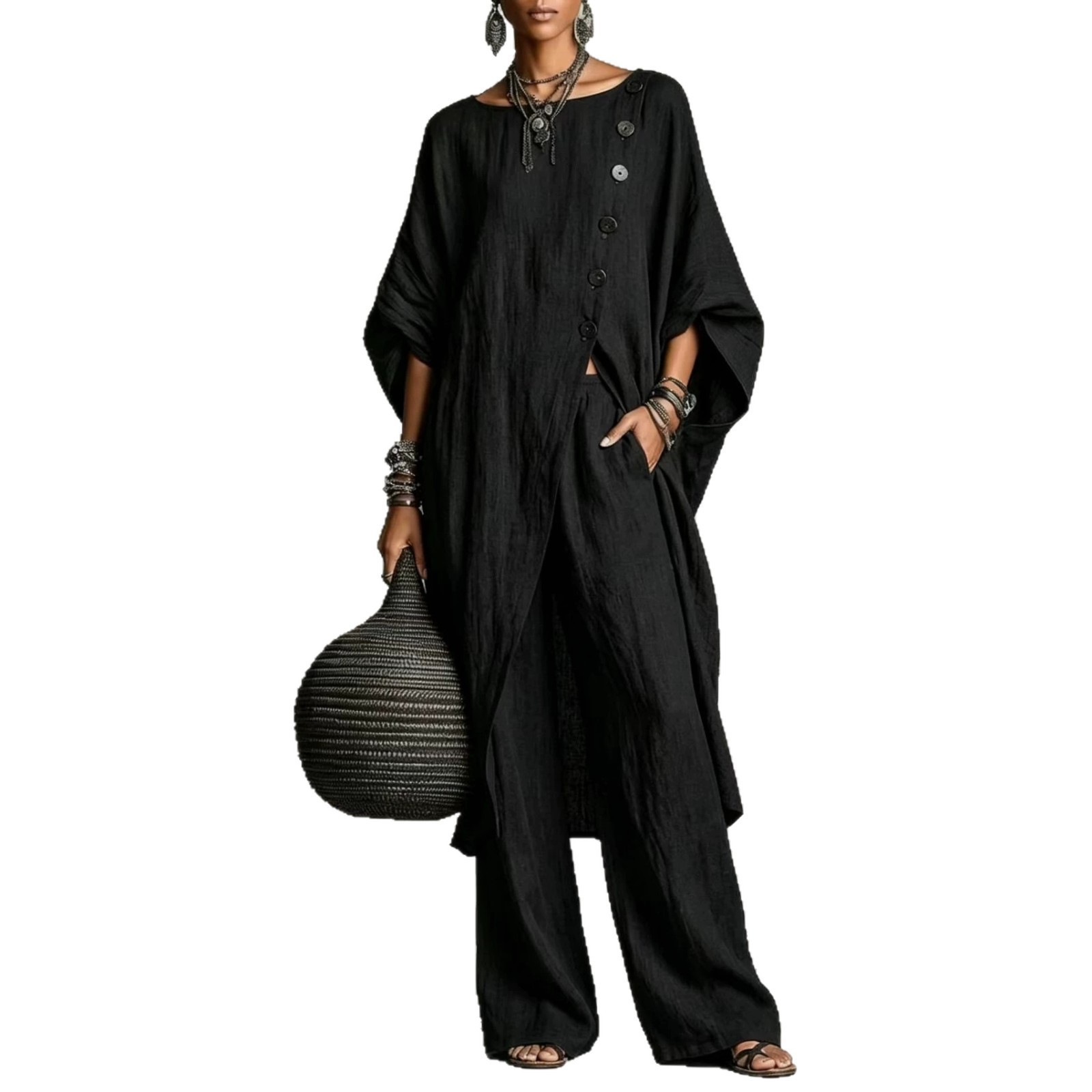 Women's Asymmetric Shirt & Pants Set Casual Urban Two-Piece Outfit