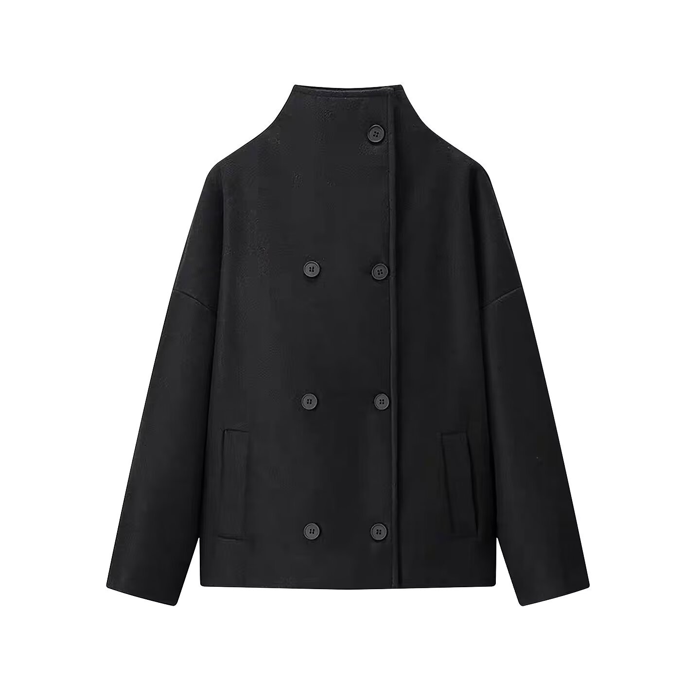 Women's Stand Collar Double-Breasted Blazer Jacket