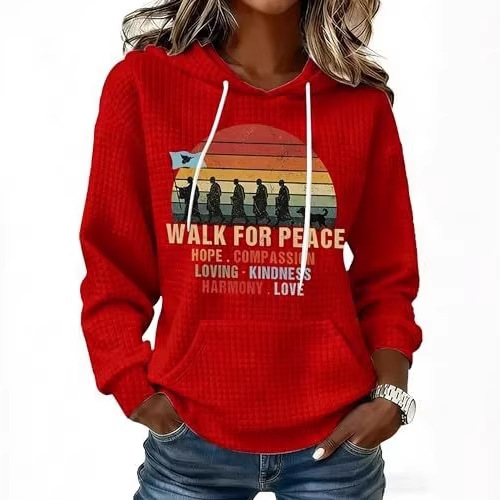Women's Waffle Knit Peace & Light Animal Print Hoodie