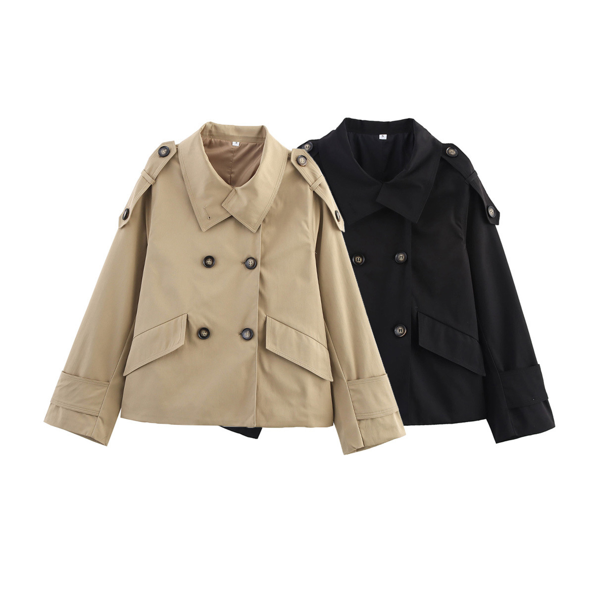 Women's Two-Tone Commuter Trench Coat with Lapel Collar
